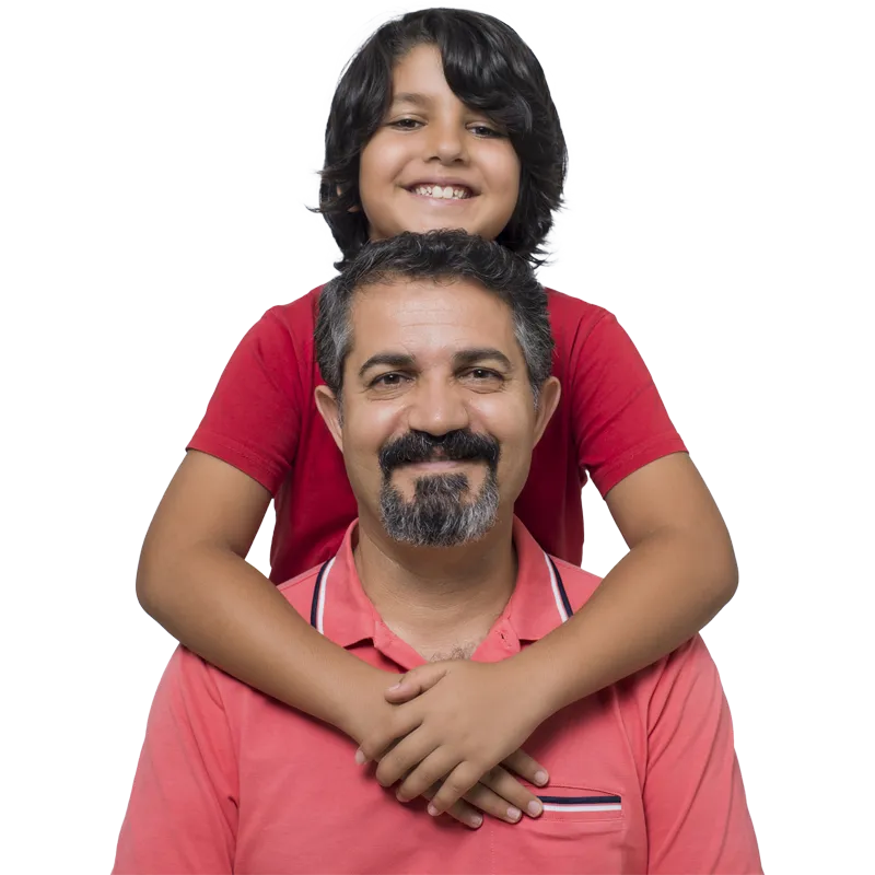 Father And Child Looking To The Camera